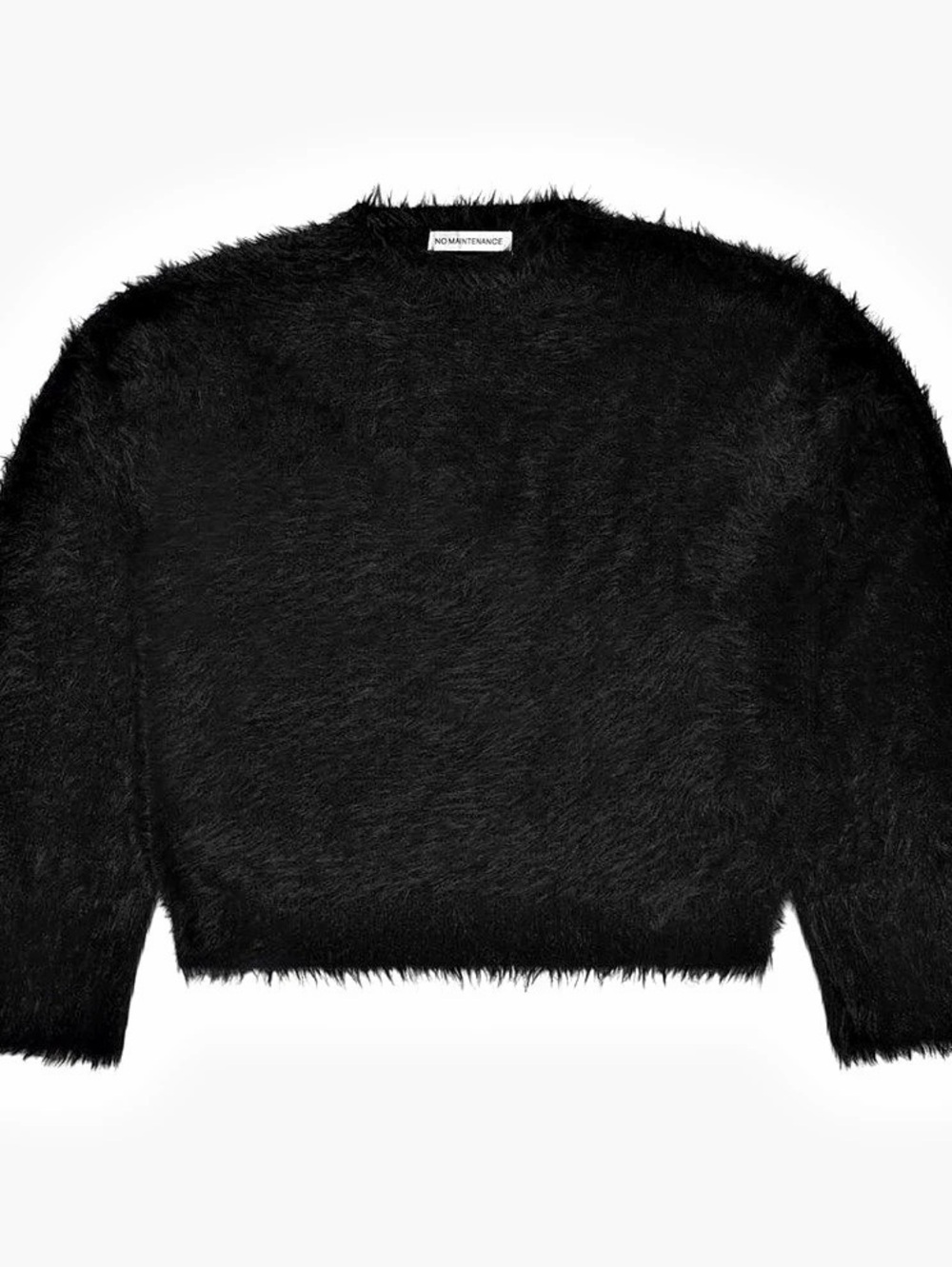 No Maintenance Fuzzy Crewneck Black Sweater